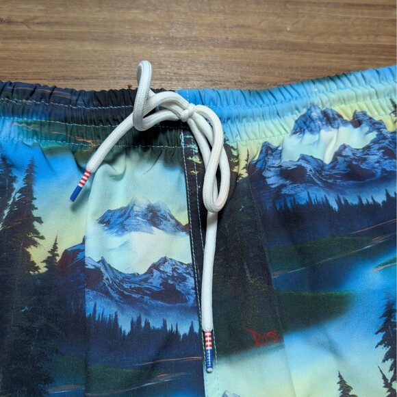 RSVLTS x Bob Ross Limited Edition Forest Print Swim Trunks Shorts Mens Sz Large - Picture 3 of 11